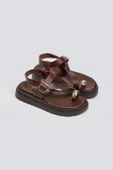 Σανδάλια δερμάτινα flatforms Tfp - Καφέ - thefashionproject.gr - TFP