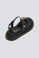 Σανδάλια δερμάτινα flatforms Tfp - Μαύρο - thefashionproject.gr - TFP