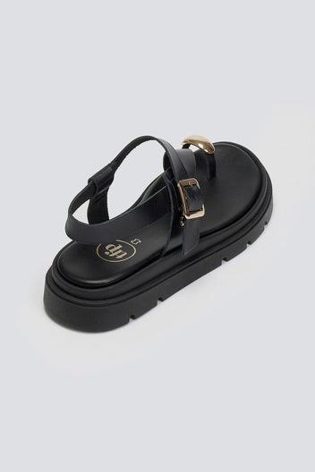 Σανδάλια δερμάτινα flatforms Tfp - Μαύρο - thefashionproject.gr - TFP