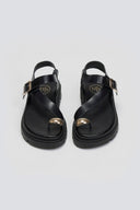Σανδάλια δερμάτινα flatforms Tfp - Μαύρο - thefashionproject.gr - TFP
