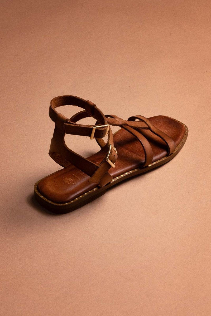 Σανδάλια δερμάτινα gladiador Iris sandals - Καφέ - thefashionproject.gr - IRIS