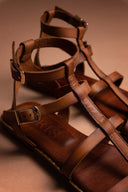 Σανδάλια δερμάτινα gladiador Iris sandals - Καφέ - thefashionproject.gr - IRIS