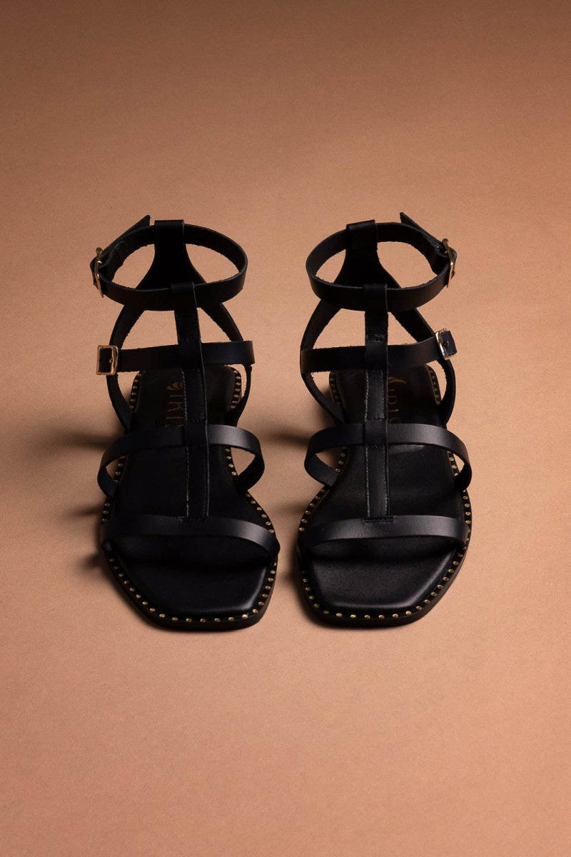 Σανδάλια δερμάτινα gladiador Iris sandals - Μαύρο - thefashionproject.gr - IRIS