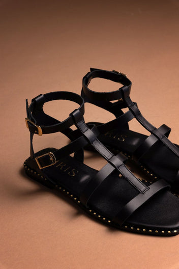 Σανδάλια δερμάτινα gladiador Iris sandals - Μαύρο - thefashionproject.gr - IRIS