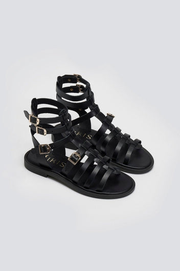 Σανδάλια δερμάτινα gladiator Iris Sandals - Μαύρο - thefashionproject.gr - IRIS
