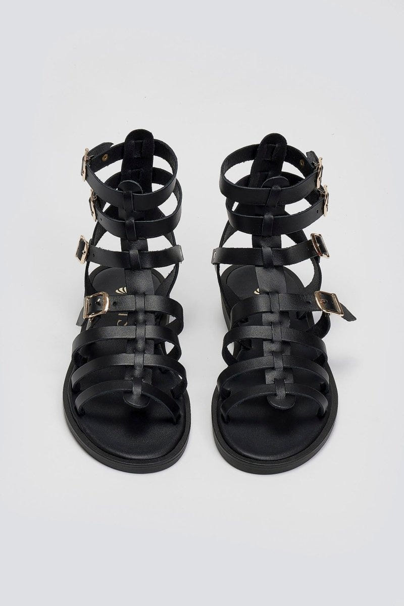 Σανδάλια δερμάτινα gladiator Iris Sandals - Μαύρο - thefashionproject.gr - IRIS