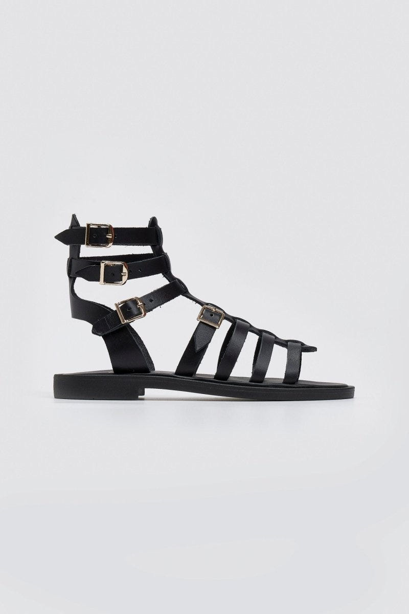 Σανδάλια δερμάτινα gladiator Iris Sandals - Μαύρο - thefashionproject.gr - IRIS