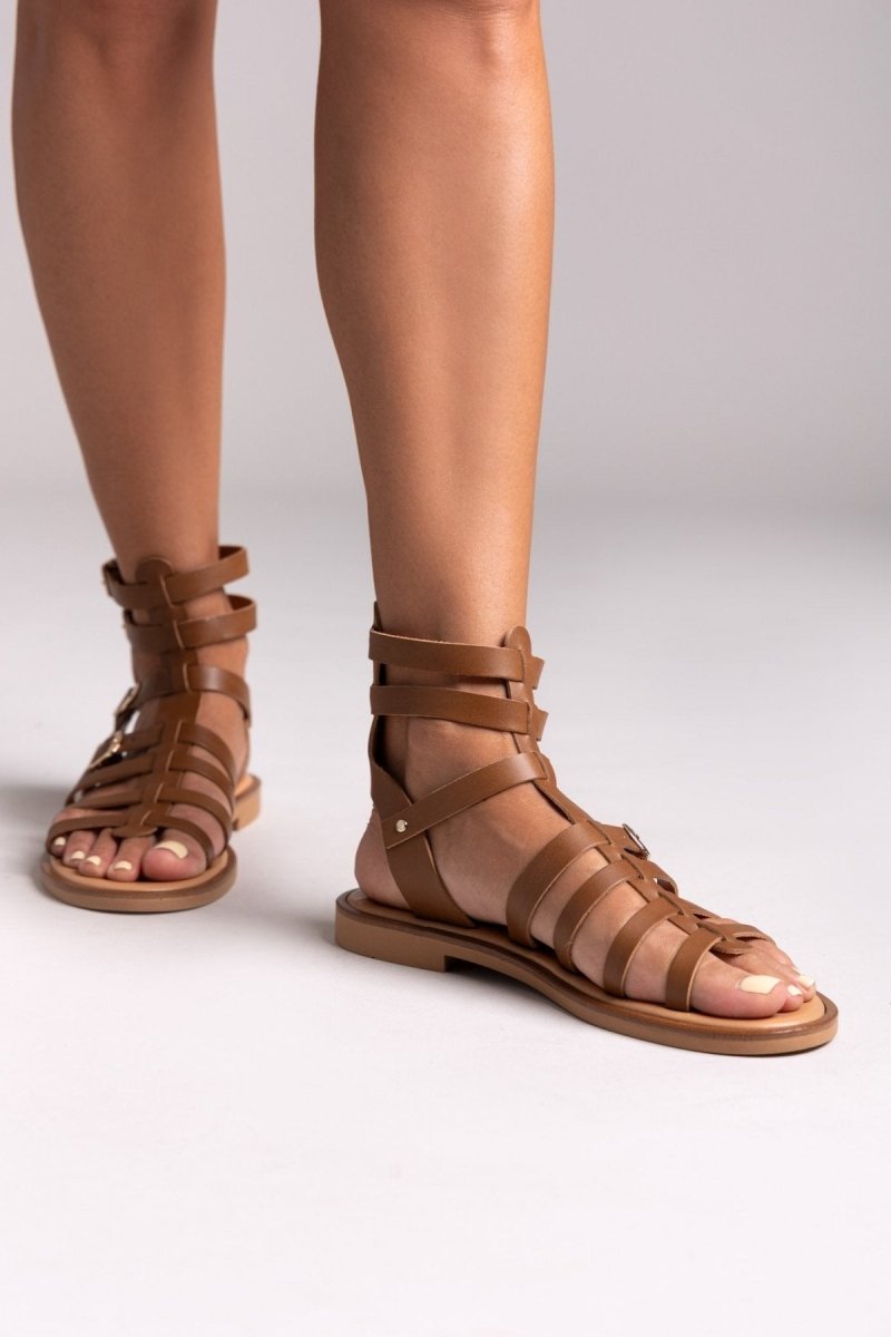 Σανδάλια δερμάτινα gladiator Iris Sandals - Ταμπά - thefashionproject.gr - IRIS