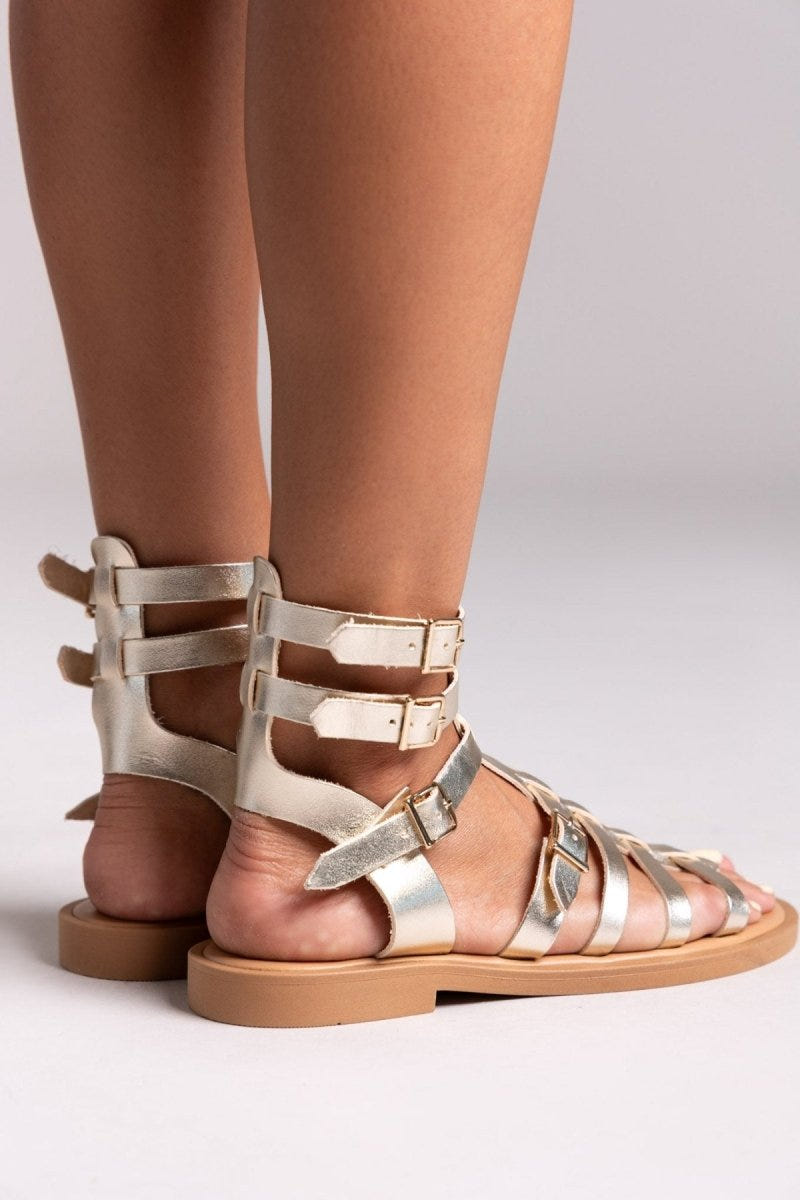 Σανδάλια δερμάτινα gladiator Iris Sandals - Χρυσό - thefashionproject.gr - IRIS