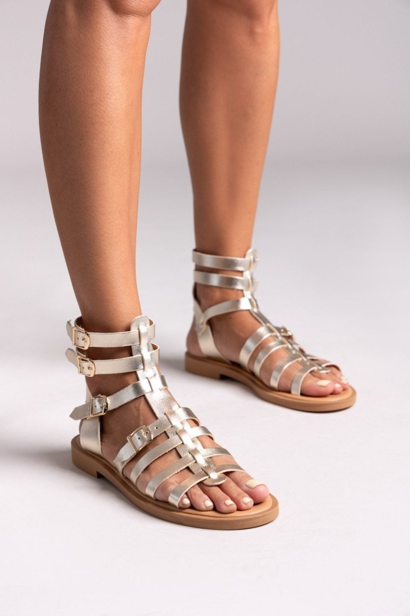 Σανδάλια δερμάτινα gladiator Iris Sandals - Χρυσό - thefashionproject.gr - IRIS