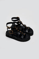 Σανδάλια δερμάτινα gladiator με τρουκς ATENEO - Μαύρο - thefashionproject.gr - ATENEO