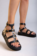 Σανδάλια δερμάτινα gladiator με τρουκς ATENEO - Μαύρο - thefashionproject.gr - ATENEO