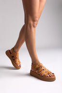 Σανδάλια δερμάτινα gladiator Tfp - Ταμπά - thefashionproject.gr - TFP