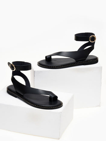 Σανδάλια δερμάτινα Iris Sandals - Μαύρο - thefashionproject.gr - IRIS