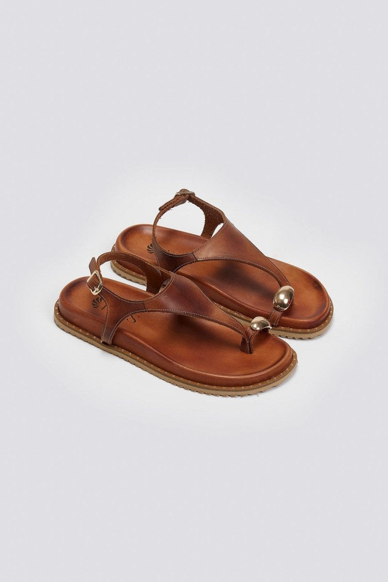 Σανδάλια δερμάτινα Iris Sandals - Ταμπά - thefashionproject.gr - IRIS