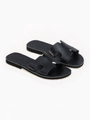 Σανδάλια δερμάτινα με άνοιγμα estil - Μαύρο - thefashionproject.gr - Estil