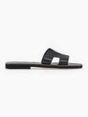 Σανδάλια δερμάτινα με άνοιγμα estil - Μαύρο - thefashionproject.gr - Estil
