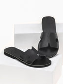 Σανδάλια δερμάτινα με άνοιγμα estil - Μαύρο - thefashionproject.gr - Estil