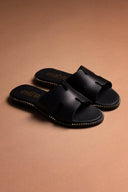 Σανδάλια δερμάτινα με άνοιγμα Estil - Μαύρο - thefashionproject.gr - Estil