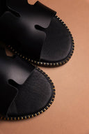 Σανδάλια δερμάτινα με άνοιγμα Estil - Μαύρο - thefashionproject.gr - Estil