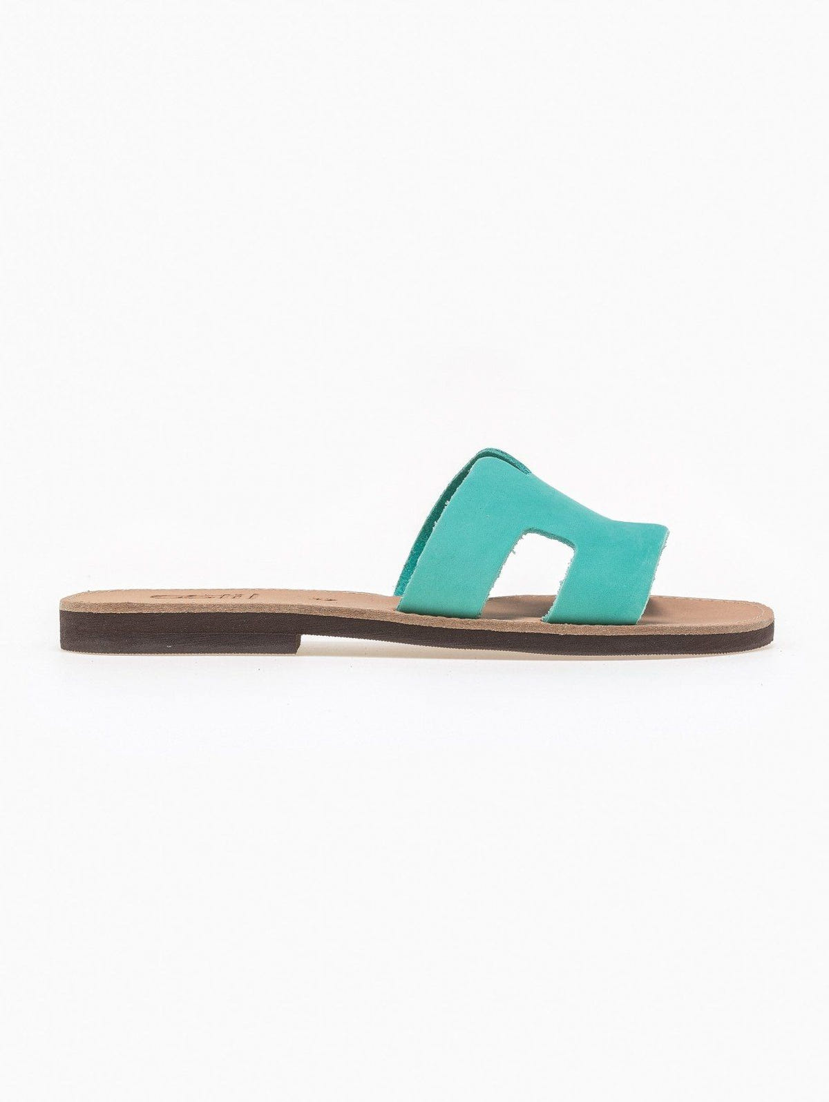 Σανδάλια δερμάτινα με άνοιγμα estil - Μέντα - thefashionproject.gr - Estil