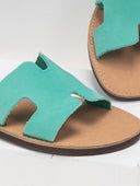 Σανδάλια δερμάτινα με άνοιγμα estil - Μέντα - thefashionproject.gr - Estil