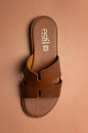 Σανδάλια δερμάτινα με άνοιγμα Estil - Ταμπά - thefashionproject.gr - Estil