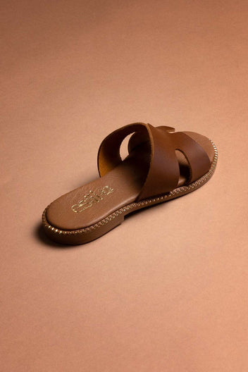 Σανδάλια δερμάτινα με άνοιγμα Estil - Ταμπά - thefashionproject.gr - Estil