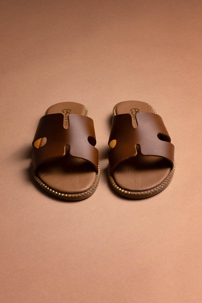 Σανδάλια δερμάτινα με άνοιγμα Estil - Ταμπά - thefashionproject.gr - Estil