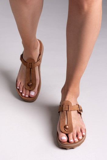 Σανδάλια δερμάτινα με άνοιγμα MIRABELLA FANTASY SANDALS - Κάμελ - thefashionproject.gr - FANTASY SANDALS