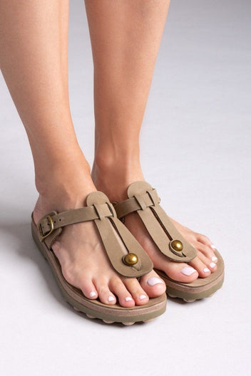 Σανδάλια δερμάτινα με άνοιγμα MIRABELLA FANTASY SANDALS - Χακί - thefashionproject.gr - FANTASY SANDALS