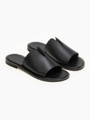 Σανδάλια δερμάτινα με άνοιγμα στη φάσα Iris Sandals - Μαύρο - thefashionproject.gr - IRIS