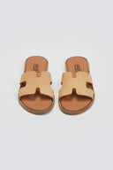 Σανδάλια δερμάτινα με ανοίγματα Estil - Φυσικό - thefashionproject.gr - Estil