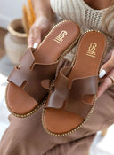 Σανδάλια δερμάτινα με ανοίγματα estil - Ταμπά - thefashionproject.gr - Estil