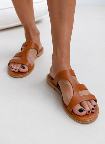 Σανδάλια δερμάτινα με ανοίγματα estil - Ταμπά - thefashionproject.gr - Estil