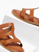 Σανδάλια δερμάτινα με ανοίγματα estil - Ταμπά - thefashionproject.gr - Estil