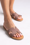 Σανδάλια δερμάτινα με ανοίγματα Estil - Τάουπε - thefashionproject.gr - Estil - 24096035002
