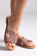 Σανδάλια δερμάτινα με ανοίγματα Estil - Τάουπε - thefashionproject.gr - Estil