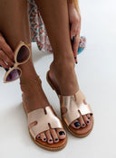 Σανδάλια δερμάτινα με ανοίγματα estil - Χαλκός - thefashionproject.gr - Estil