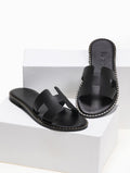 Σανδάλια δερμάτινα με ανοίγματα Iris Sandals - Μαύρο - thefashionproject.gr - IRIS