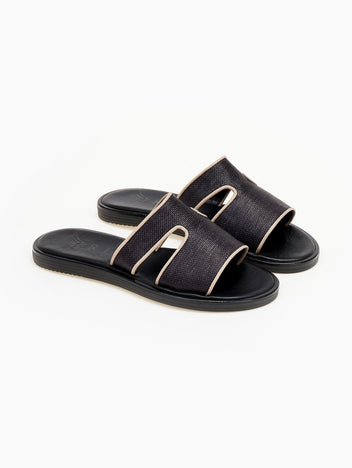 Σανδάλια δερμάτινα με ανοίγματα Iris Sandals - Μαύρο - thefashionproject.gr - IRIS
