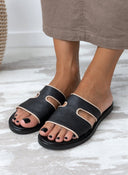 Σανδάλια δερμάτινα με ανοίγματα Iris Sandals - Μαύρο - thefashionproject.gr - IRIS