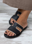 Σανδάλια δερμάτινα με ανοίγματα Iris Sandals - Μαύρο - thefashionproject.gr - IRIS