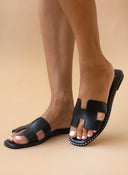 Σανδάλια δερμάτινα με ανοίγματα Iris Sandals - Μαύρο - thefashionproject.gr - IRIS