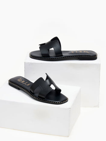 Σανδάλια δερμάτινα με ανοίγματα Iris Sandals - Μαύρο - thefashionproject.gr - IRIS