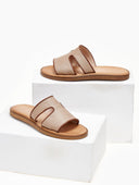 Σανδάλια δερμάτινα με ανοίγματα Iris Sandals - Μπεζ - thefashionproject.gr - IRIS