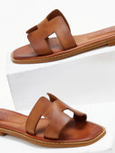Σανδάλια δερμάτινα με ανοίγματα Iris Sandals - Ταμπά - thefashionproject.gr - IRIS