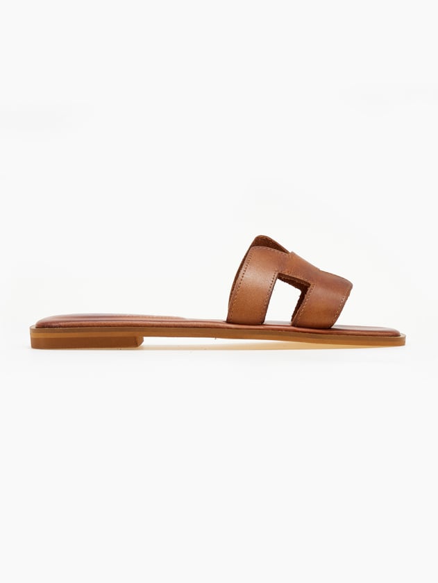 Σανδάλια δερμάτινα με ανοίγματα Iris Sandals - Ταμπά - thefashionproject.gr - IRIS