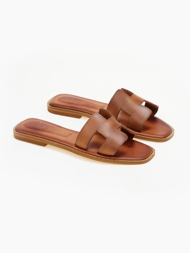 Σανδάλια δερμάτινα με ανοίγματα Iris Sandals - Ταμπά - thefashionproject.gr - IRIS