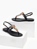 Σανδάλια δερμάτινα με αστερία Iris Sandals - Μαύρο - thefashionproject.gr - IRIS